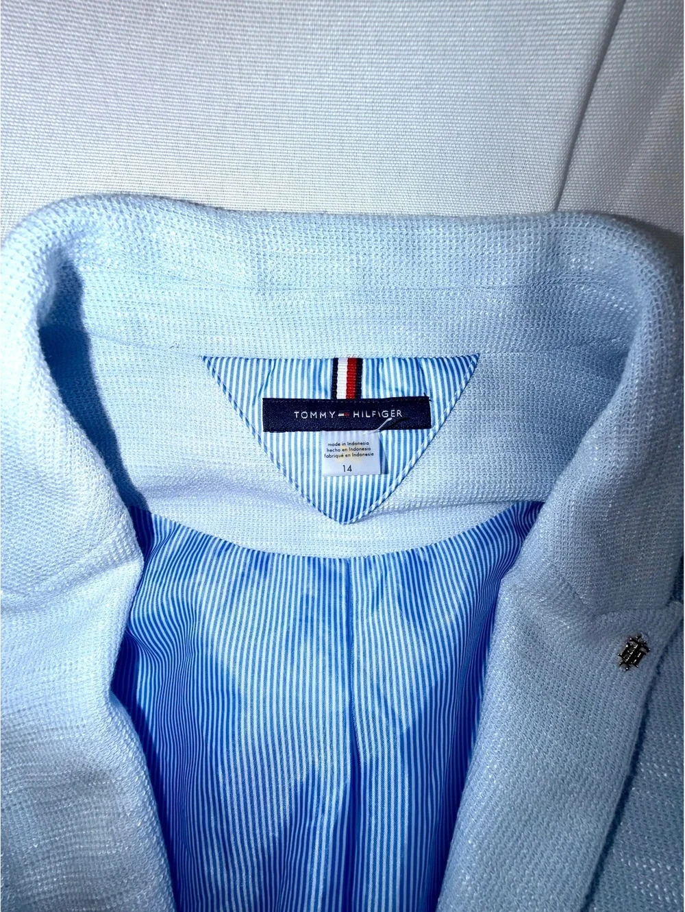Tommy Hilfiger light blue blazer with elbow patches